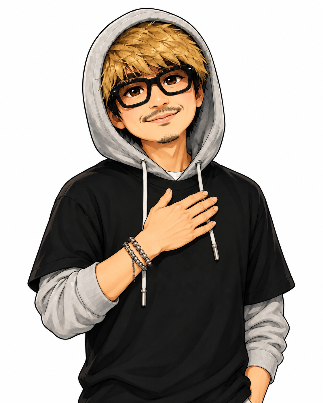 胸に手を添えてほほえむDariのイラスト
